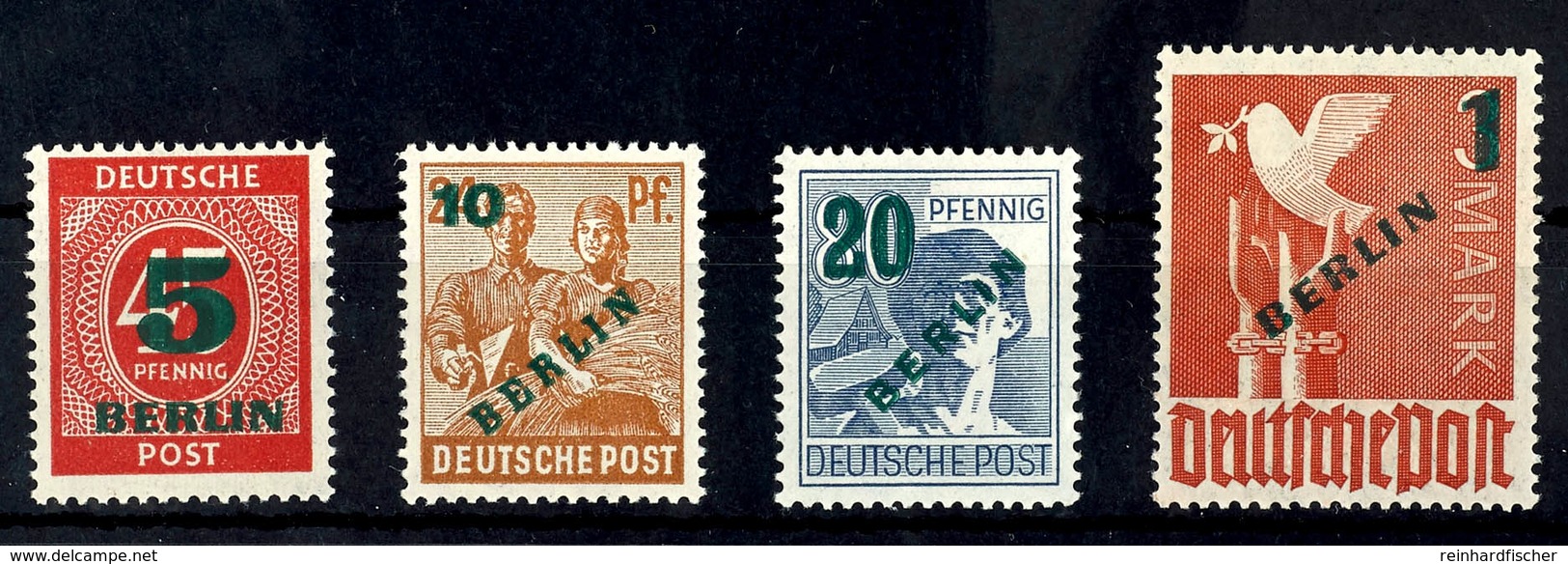 5 Pfg - 1 M. Grünaufdruck, 4 Werte Komplett, Tadellos Postfrisch, 20 Pfg Und 1 M. Gepr. Schlegel BPP, Mi. 250.-, Katalog - Andere & Zonder Classificatie