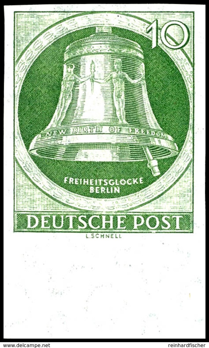 10 Pfg Freiheitsglocke (Glöppel Rechts), Abart "ungezähnt", Unterrandstück, Tadellos Postfrisch, Seltene Abart, Fotoatte - Andere & Zonder Classificatie