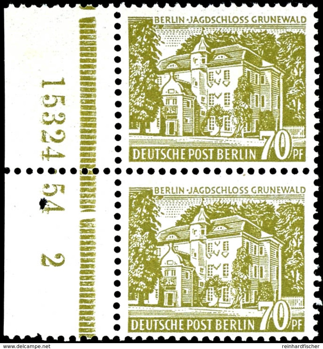 70 Pfg. Berliner Bauten, Paar Vom Bogenrand Mit HAN "15324. 54 2", Postfrisch, Mi. 980.-, Katalog: 123HAN ** - Andere & Zonder Classificatie