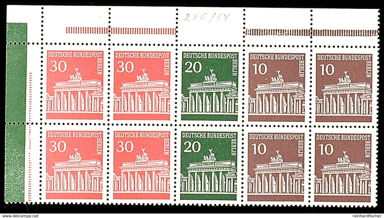 10 Pfennig Brandenburger Tor, Plattenfehler II "Bruch Im Schatten Zw.5. Und 6.Säule", Einwandfrei Postfrisch Im Teil Ein - Andere & Zonder Classificatie