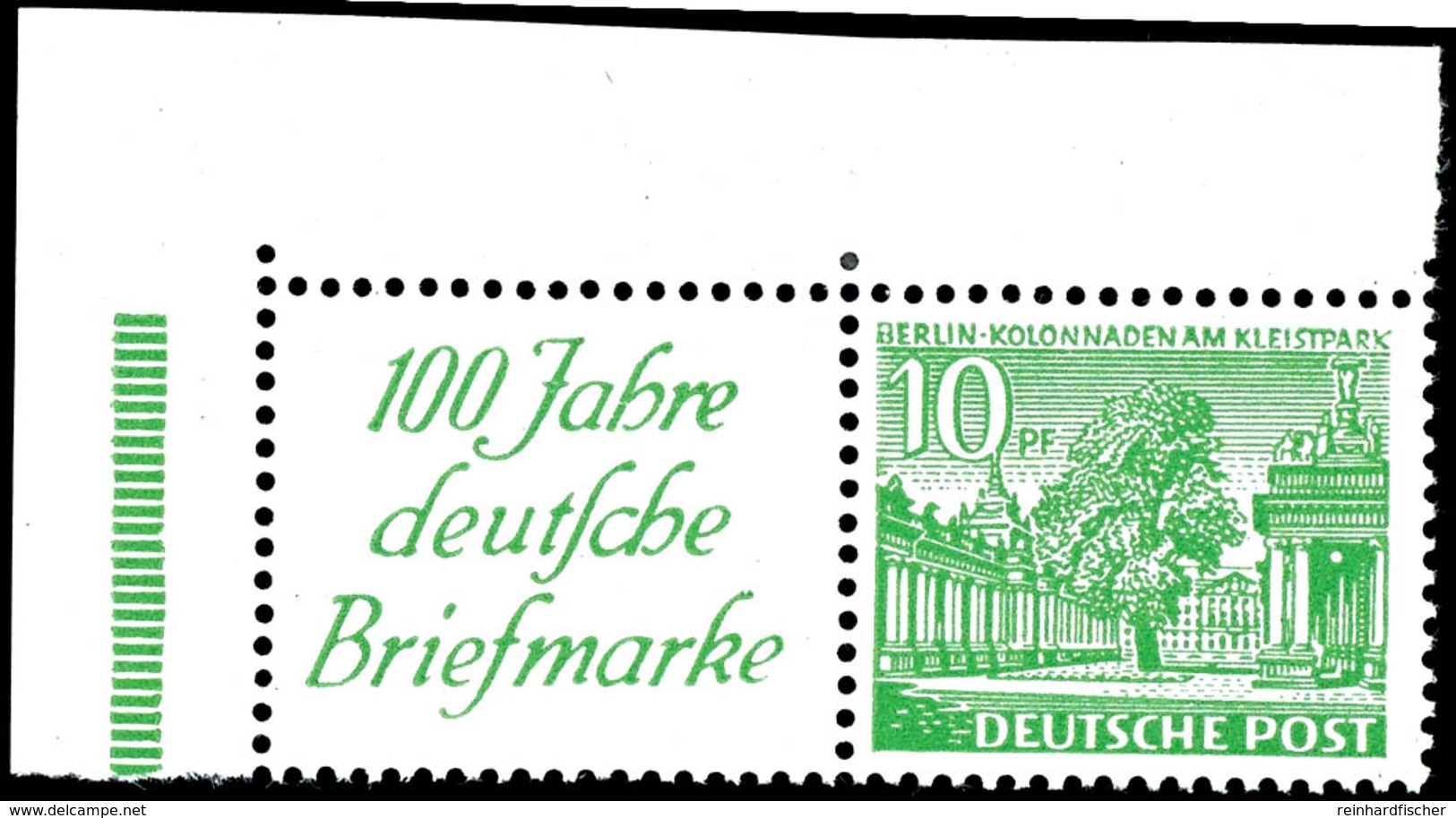 R1b+10, Waagerechter Zusammendruck, Postfrisch Aus Der Linken Oberen Bogenecke, Im Rand Falzreste, Mi. 85.-, Katalog: W9 - Other & Unclassified