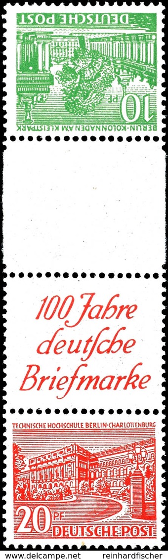 10 Pf+Z+Ra1+20 Pf. Senkr. Kehrdruck Mit Zwischensteg, Postfrisch (am Zwischensteg Versandstellenfaltung), Mi. 450.-, Kat - Other & Unclassified