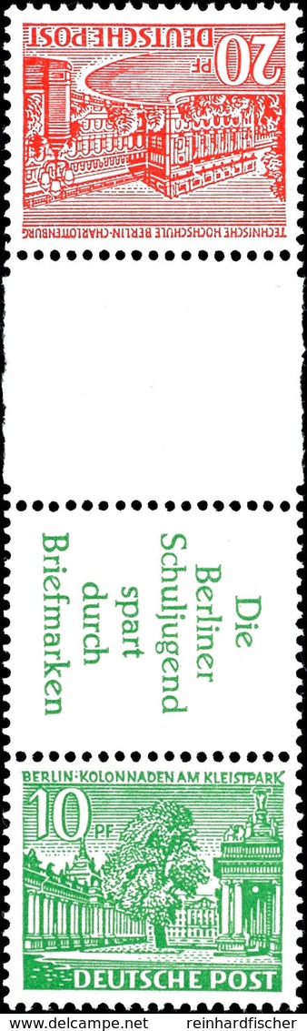 20+Z+R3+10 Pf., Berliner Bauten 1952, Senkr. Kehrdruck, Postfrisch (am Zwischensteg Versandstellenfaltung), Mi. 200.-, K - Andere & Zonder Classificatie