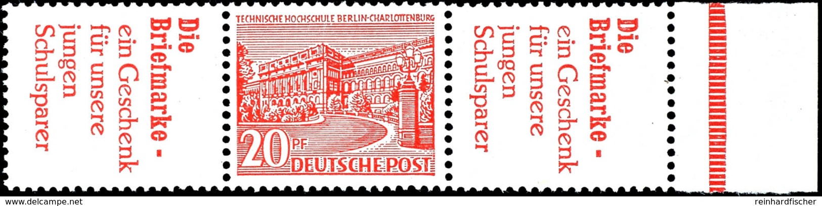 R2+20 Pf.+R2, Berliner Bauten 1952, Waager. Zusammendruck Mit Rechtem Bogenrand, Postfrisch, Mi. 320.-, Katalog: W18 ** - Other & Unclassified