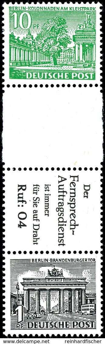 10+Z+R6+1, Senkrechter Zusammendruck, Postfrisch, Einmal Vorgefaltet, Gepr. Schlegel A. BPP, Mi. 190.-, Katalog: SZ6 ** - Andere & Zonder Classificatie