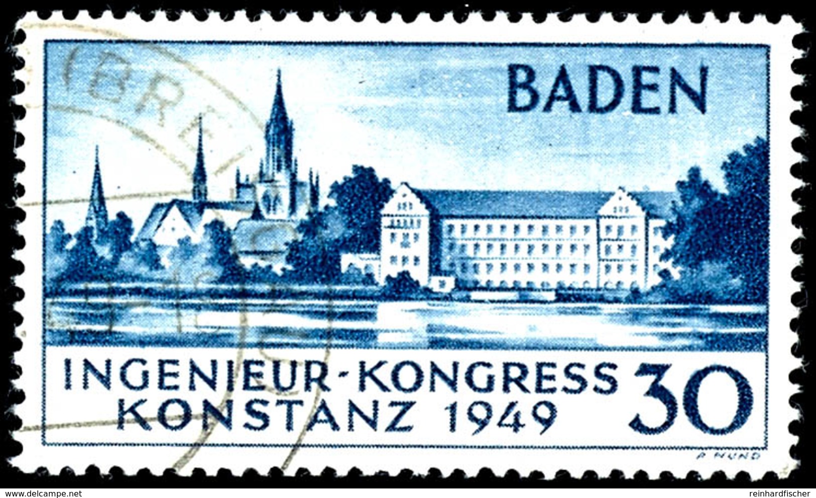 30 Pfg. Ingenieur-Kongress, Type II, Gestempelt, Tadellos, Fotoattest Schlegel D. BPP, Mi. 1.900.-, Katalog: 46II O - Andere & Zonder Classificatie