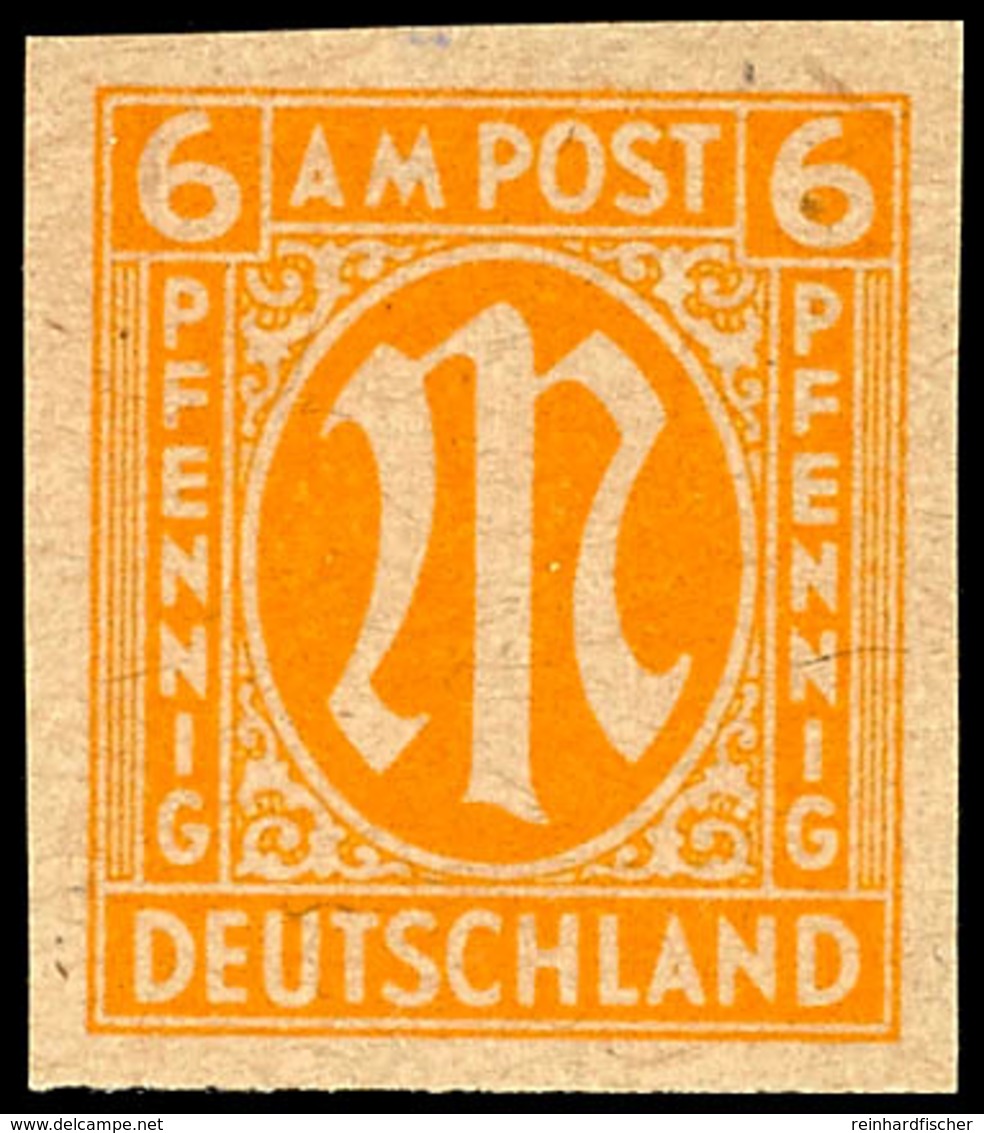 6 Pf. Probedruck Ungezähnt, Auf Sog. "Bremer Papier", Tadellos Postfrisch, Fotoattest Hettler BPP "echt Und Einwandfrei" - Other & Unclassified