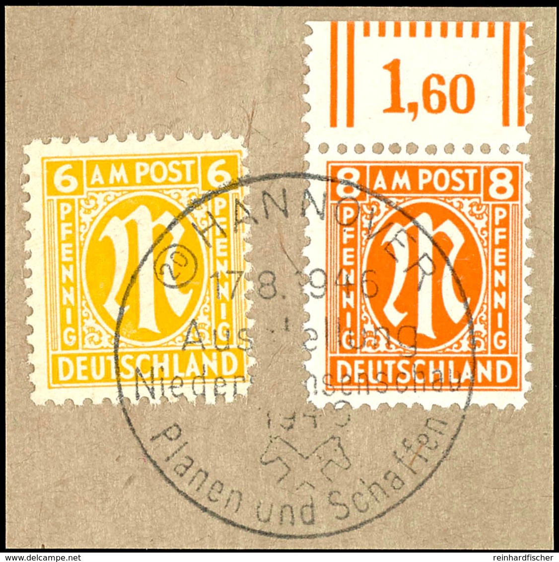 8 Pf. Rotorange, Zähnung C, Oberrandstück Mit 6 Pf. A. Kleinem Briefstück, Fotobefund Hettler BPP, Mi. 900,-, Katalog: 2 - Andere & Zonder Classificatie