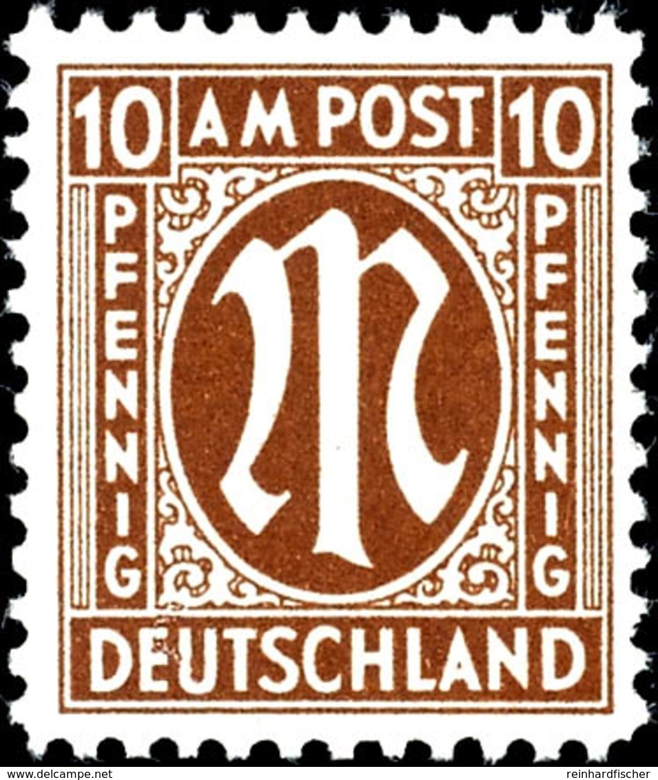 10 Pf. AM-Post Deutscher Druck, Orangebraun, Gez. 11½, Postfrisch, Fotobefund Schlegel BPP: "echt Und Einwandfrei", Mi.  - Andere & Zonder Classificatie