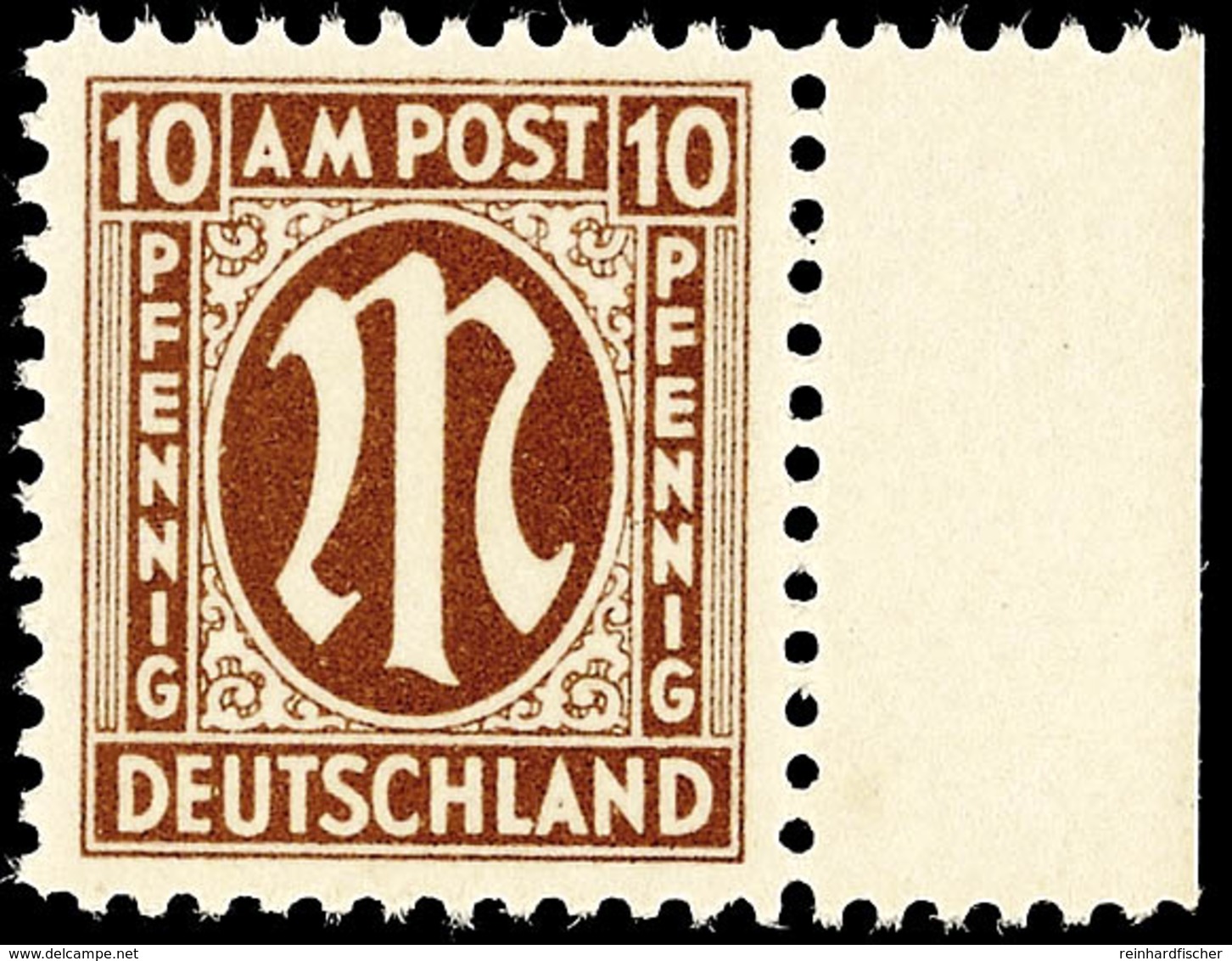 10 Pfg AM-Post, Deutscher Druck, Zähnung D, Postfrisch - Kl.  Gelber Fleck Auf Der Gummierung, Fotoattest Wehner BPP (20 - Other & Unclassified