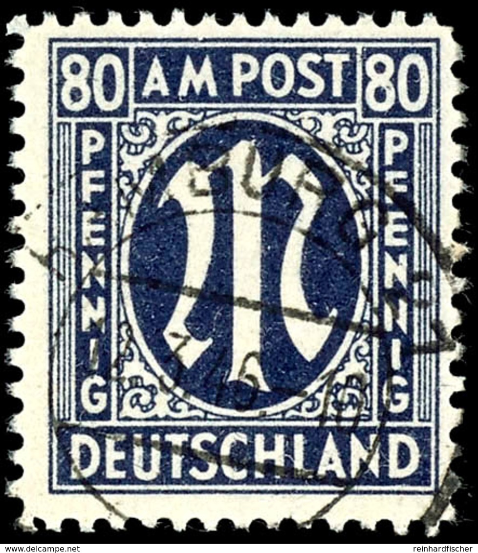 80 Pf. Schwarzviolettultramarin, C-Zähnung, Tadellos, Gest., Fotobefund Hettler BPP, Mi. 300,-, Katalog: 34aCz O - Andere & Zonder Classificatie