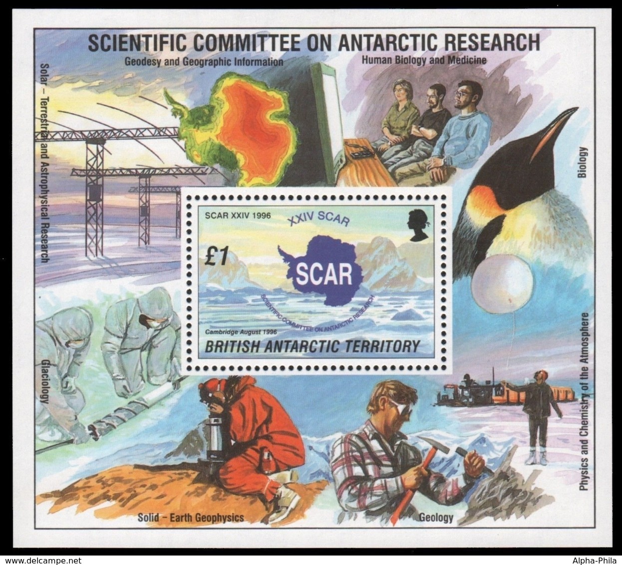 BAT / Brit. Antarktis 1996 - Mi-Nr. Block 3 ** - MNH - Konferenz SCAR - Ungebraucht