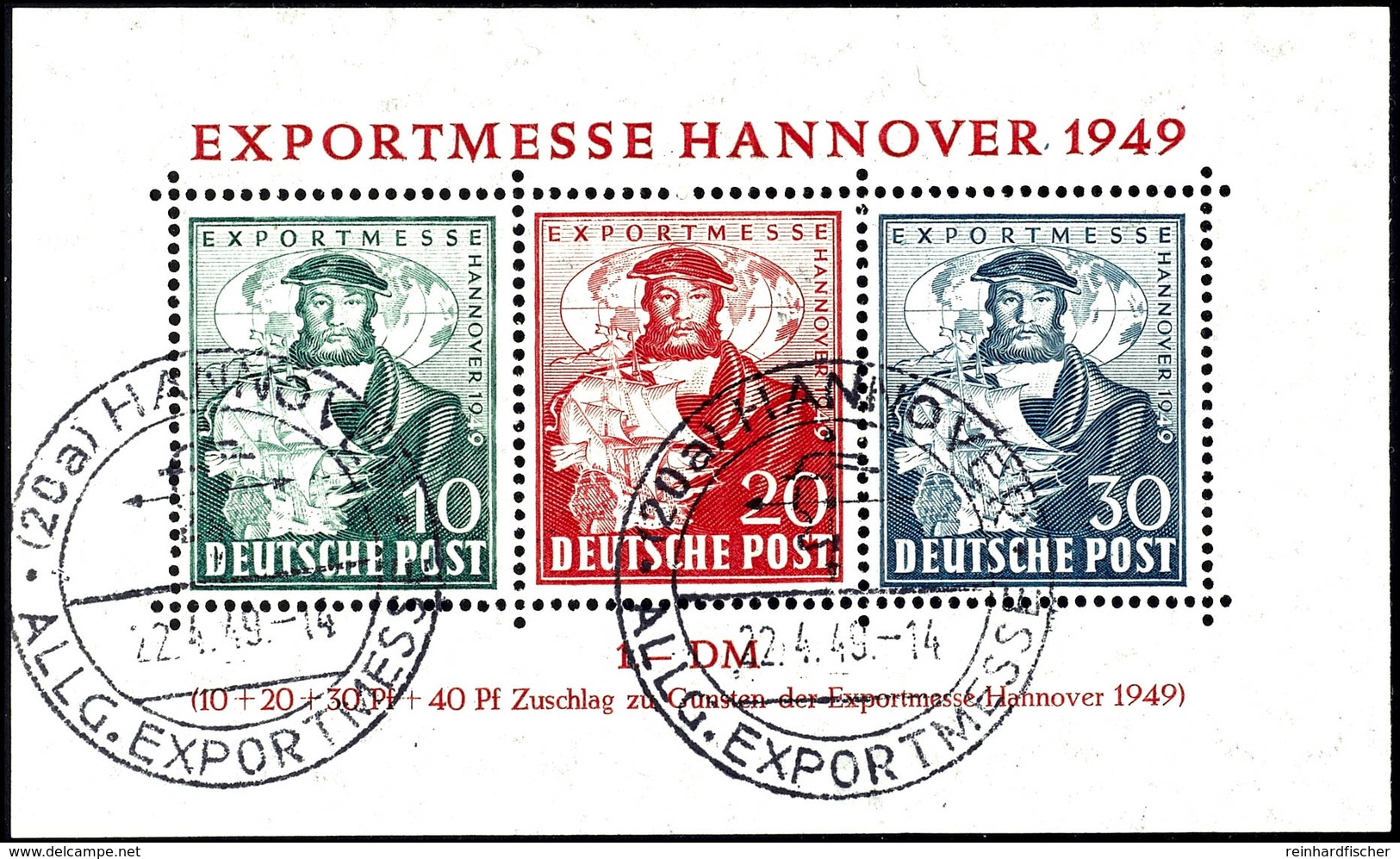 Hannover-Messeblock, 30 Pfg. Schwarzviolett-ultramarin, Mit Ersttags-Sonderstempel, Fotoattest Schlegel D. BPP, Mi. 2000 - Andere & Zonder Classificatie