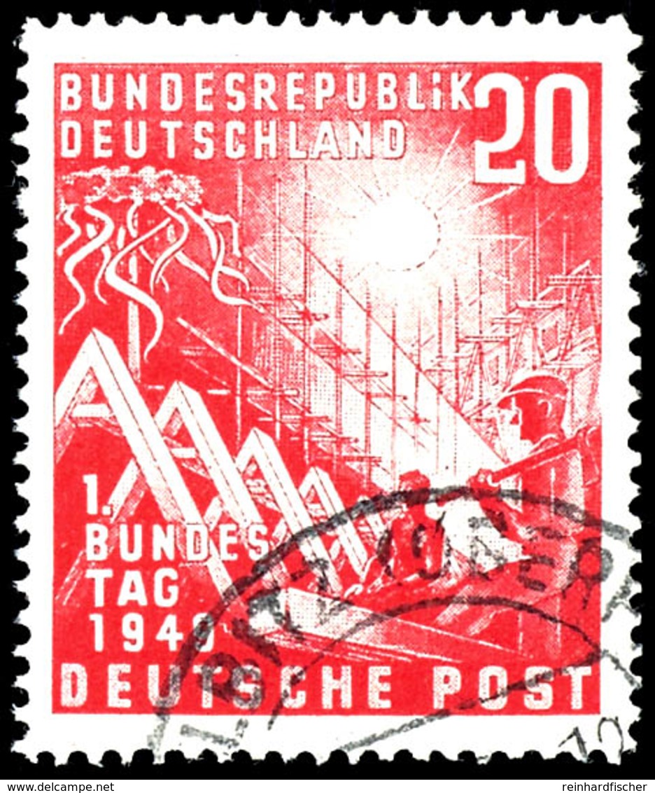 20 Pfg. Bundestag Mit Plattenfehler "kleines I In BUNDESREPUBLIK" Gestempelt, Gepr. Schlegel A. BPP, Mi. 450.-, Katalog: - Andere & Zonder Classificatie