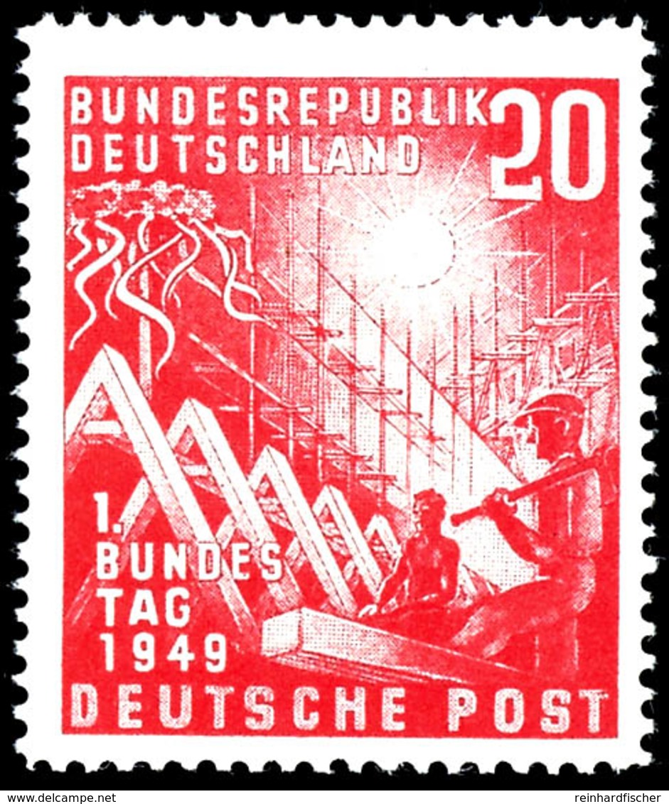 20 Pfg. Bundestag Mit Plattenfehler "waagerechter Farbstrich Rechts Oben Im T Von Post", Postfrisch, Fotoattest Schlegel - Other & Unclassified