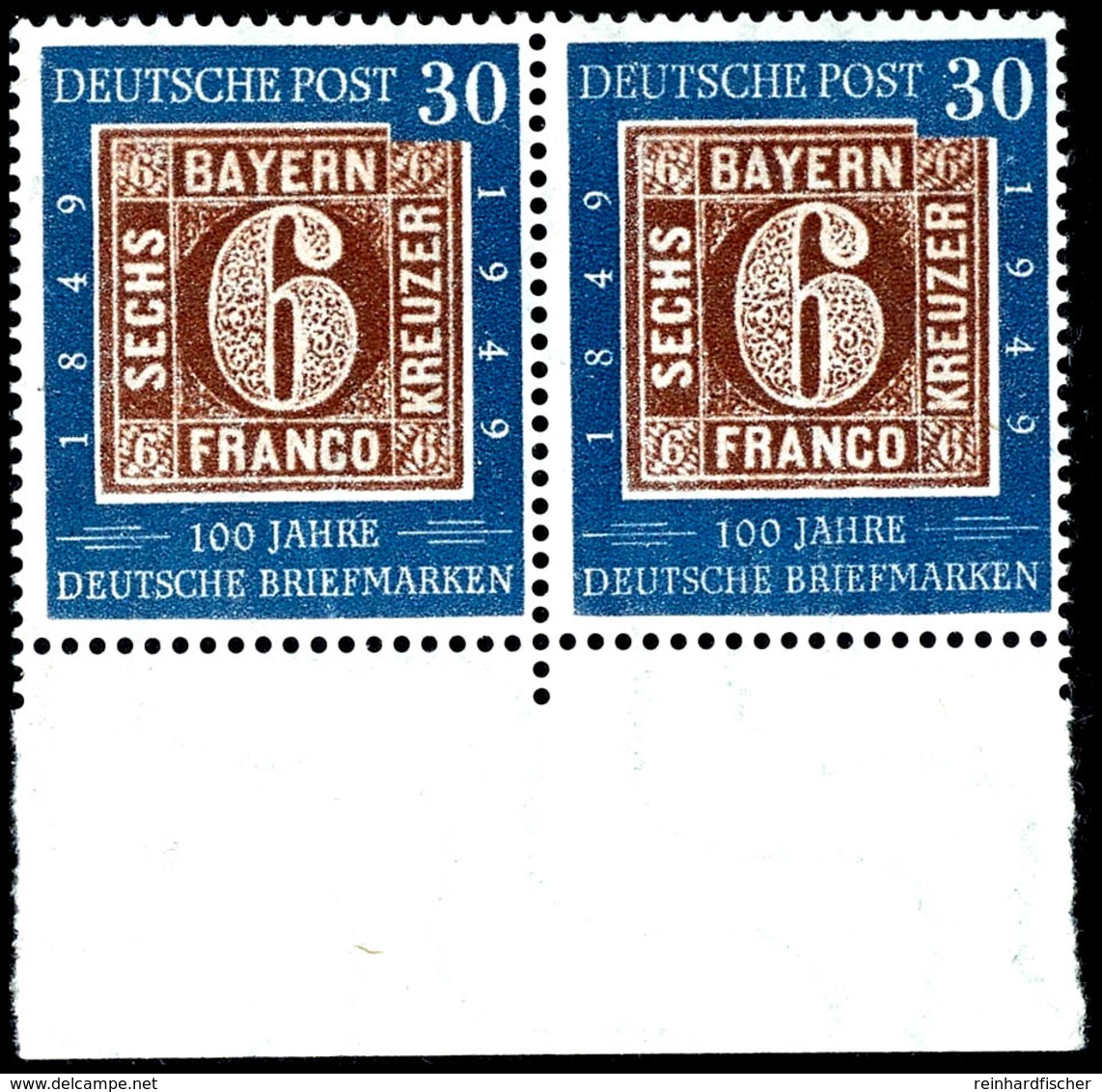 10 - 30 Pfg 100 Jahre Deutsche Briefmarken, Waagerechte Paare Mit Unterrand, 3 Werte Komplett, Tadellos Postfrisch, Unsi - Andere & Zonder Classificatie