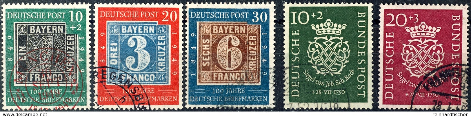 10 Pfg - 30 Pfg 100 Jahre Briefmarke Und 10 Pfg Und 20 Pfg Bachsiegel, Zwei Komplette Sätze, Tadellos Gestempelt, Mi. 24 - Andere & Zonder Classificatie