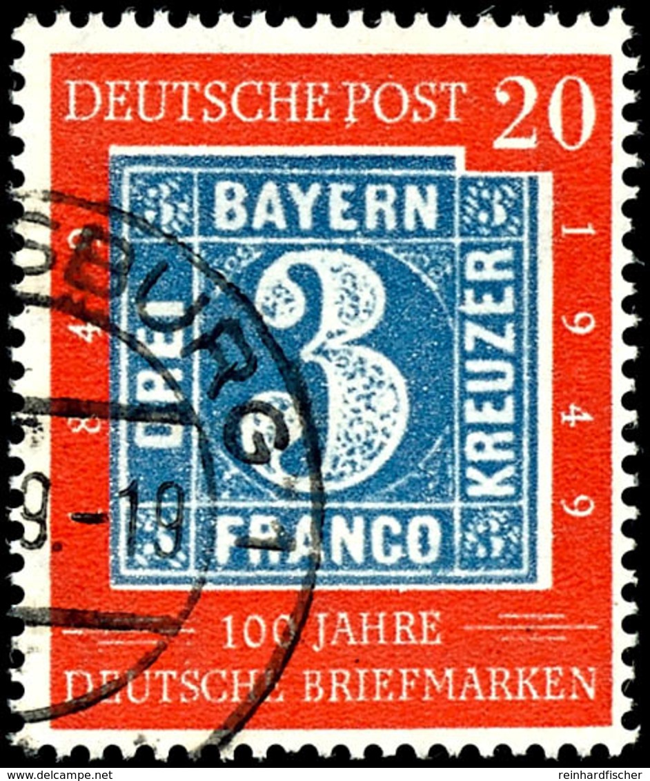 20 Pfg. 100 Jahre Briefmarken Mit Plattenfehler "weißer Strich Unter P Von Post", Gestempelt, Mi. 180.-, Katalog: 114II  - Andere & Zonder Classificatie