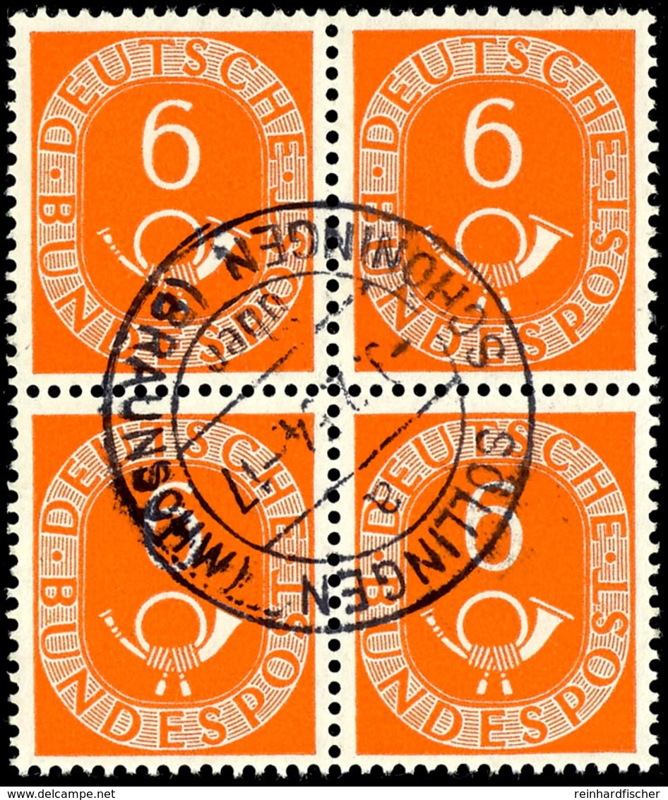 6 Pf. Posthorn, Tadelloser Viererblock, Ungefaltet, Zentrisch Gestempelt, Mi. 280,-, Katalog: 126(4) O - Andere & Zonder Classificatie