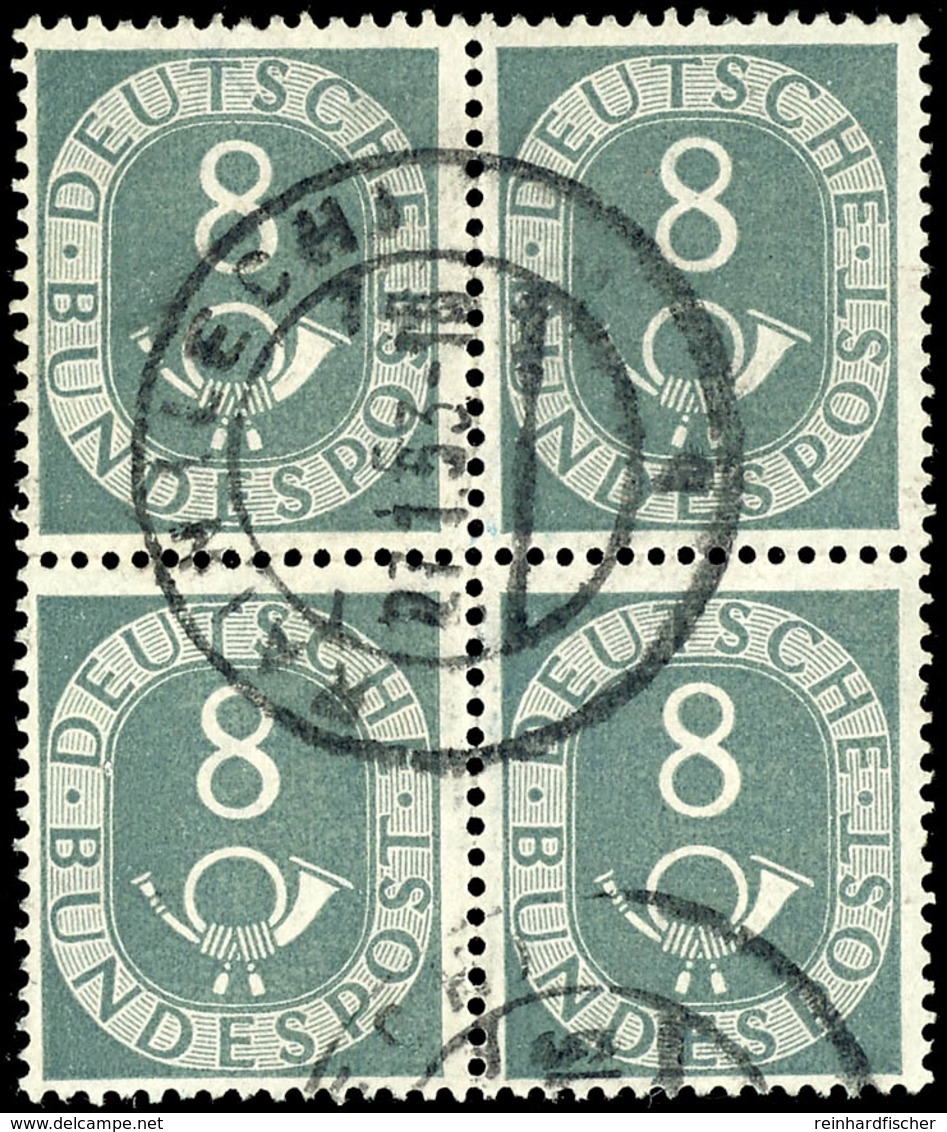 8 Pf. Posthorn, Tadelloser Viererblock, Gestempelt, Mi. 300,-, Katalog: 127(4) O - Andere & Zonder Classificatie