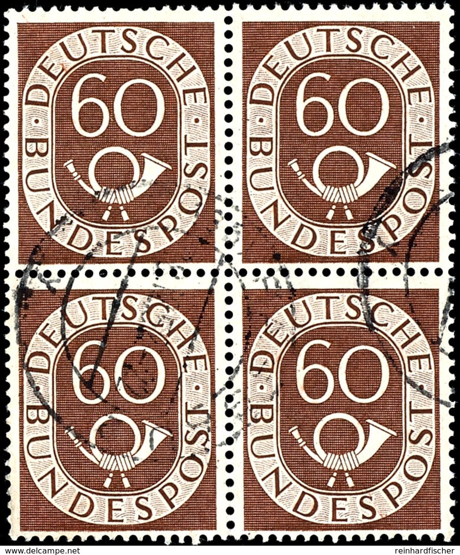 60 Pfg Posthorn, Viererblock, Rundgestempelt, Selten Einheit, Mi. 500.-, Katalog: 135(4) O - Altri & Non Classificati