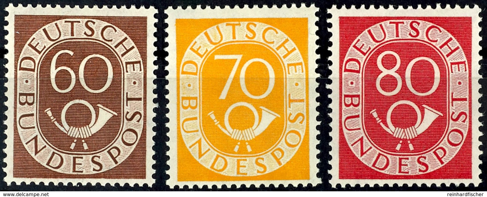 60, 70 Und 80 Pfg Posthorn, Tadellos Ungebraucht Mit Originalgummierung Und Sauberem Falzrest, Mi. 395.-, Katalog: 135/3 - Andere & Zonder Classificatie