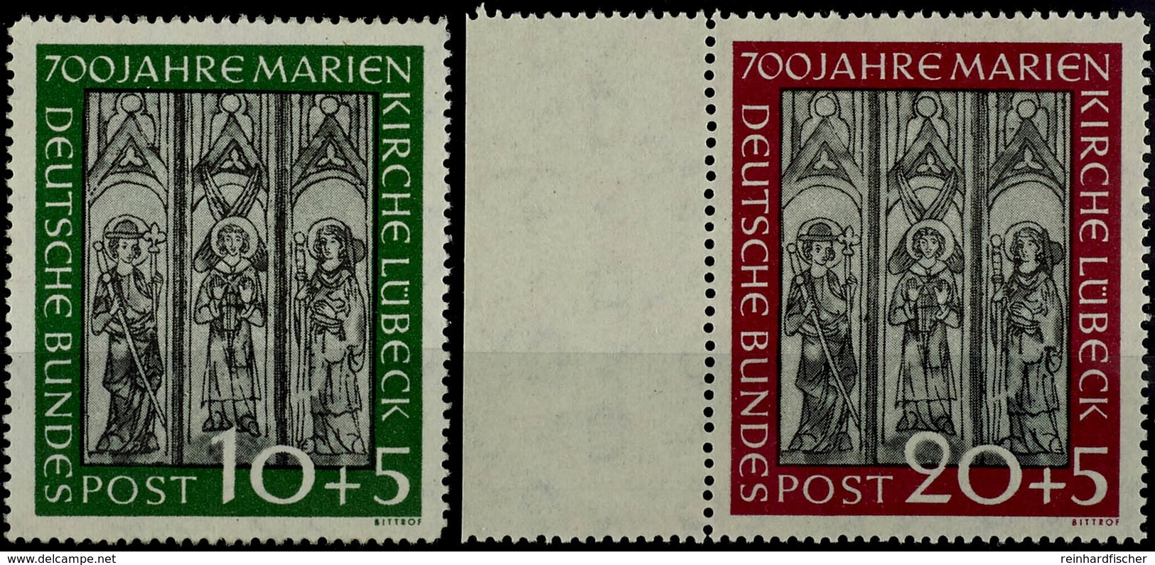 10 Und 20 Pf. Marienkirche, 20 Pf. Linkes  Randstück, 2 Werte Postfrisch, Mi. 220,-, Katalog: 139/40 ** - Andere & Zonder Classificatie