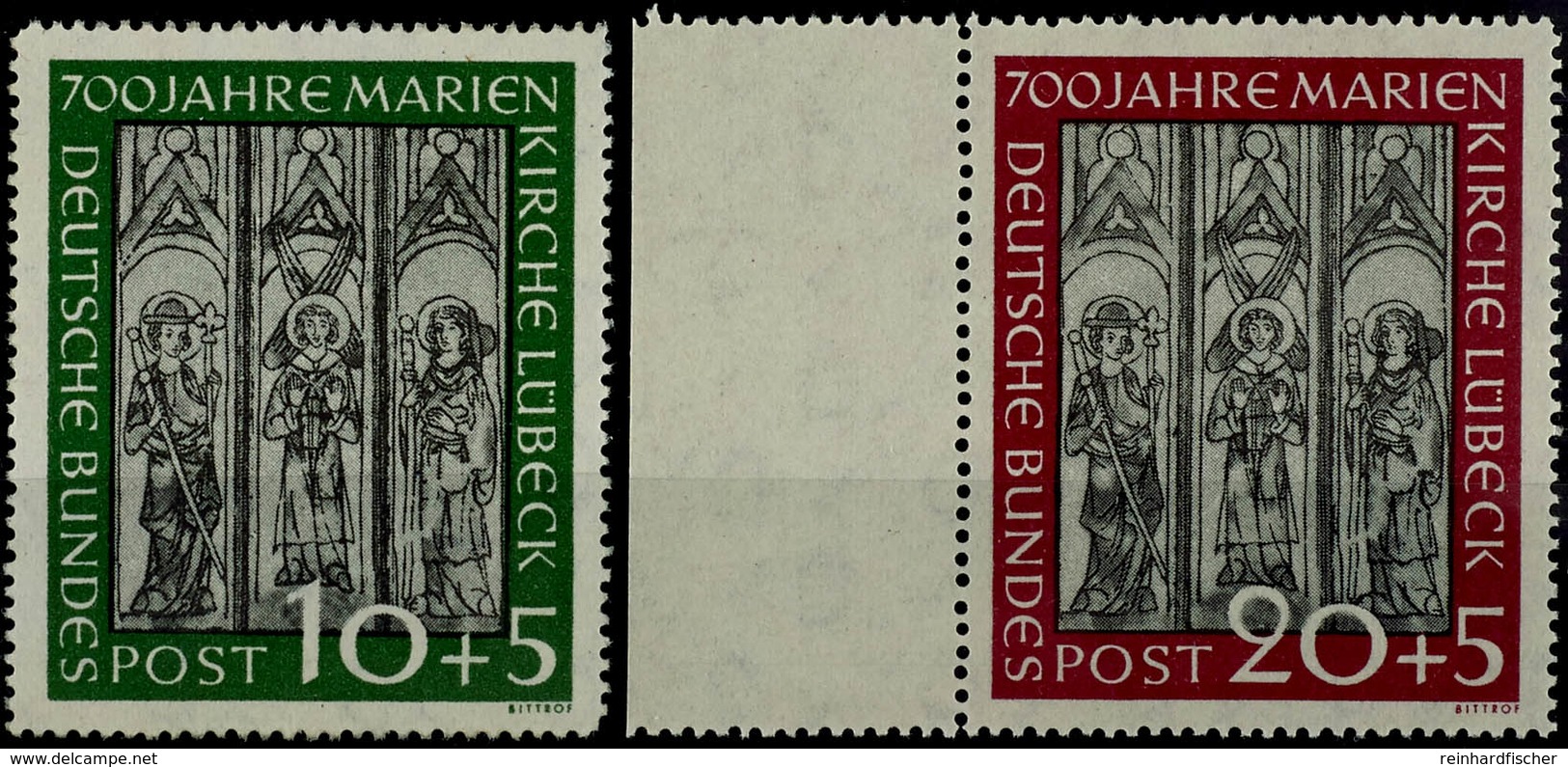 10 Und 20 Pf. Marienkirche, 20 Pf. Linkes  Randstück, 2 Werte Postfrisch, Mi. 220,-, Katalog: 139/40 ** - Other & Unclassified