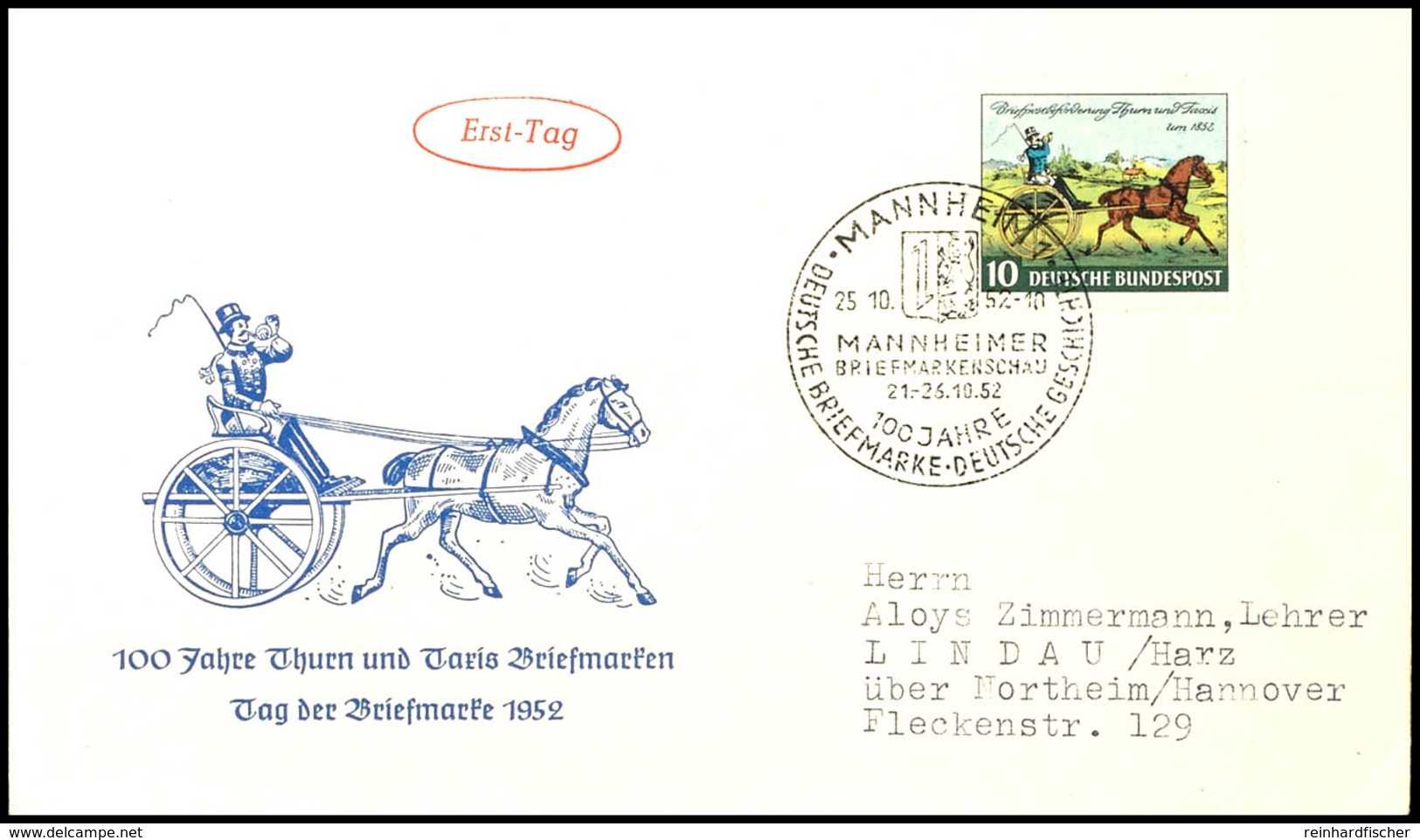 10 Pfg "100. Jahrestag Der Erstausgabe Der Briefmarken Von Thurn Und Taxis" Auf Ersttagsbrief Mit Entwertung Durch Sonde - Andere & Zonder Classificatie