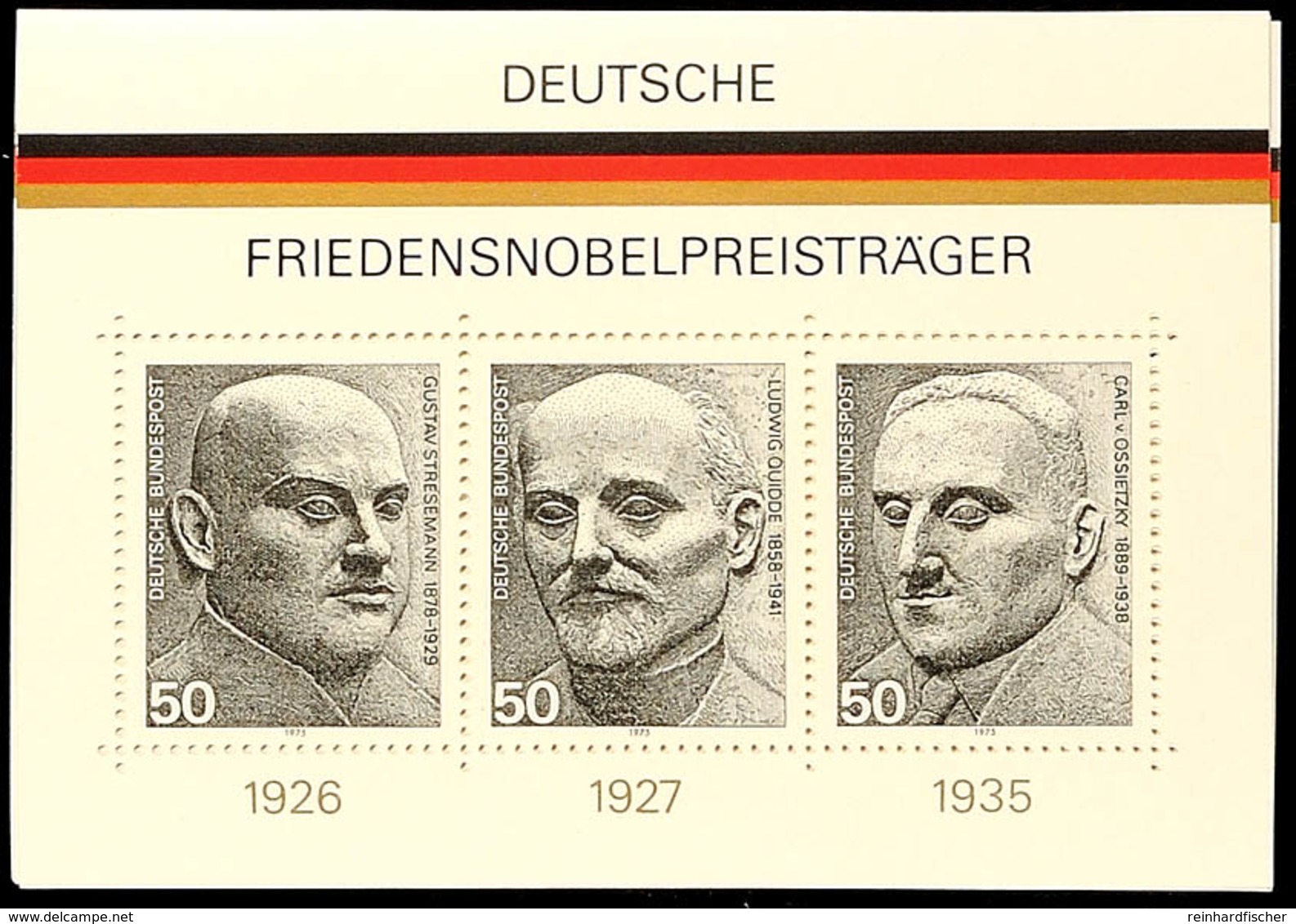 1975, Block-Ausgabe "Deutsche Friedensnobelpreisträger", 40 Stück Postfrisch, Mi. 120.-, Katalog: Bl.11(40) ** - Andere & Zonder Classificatie