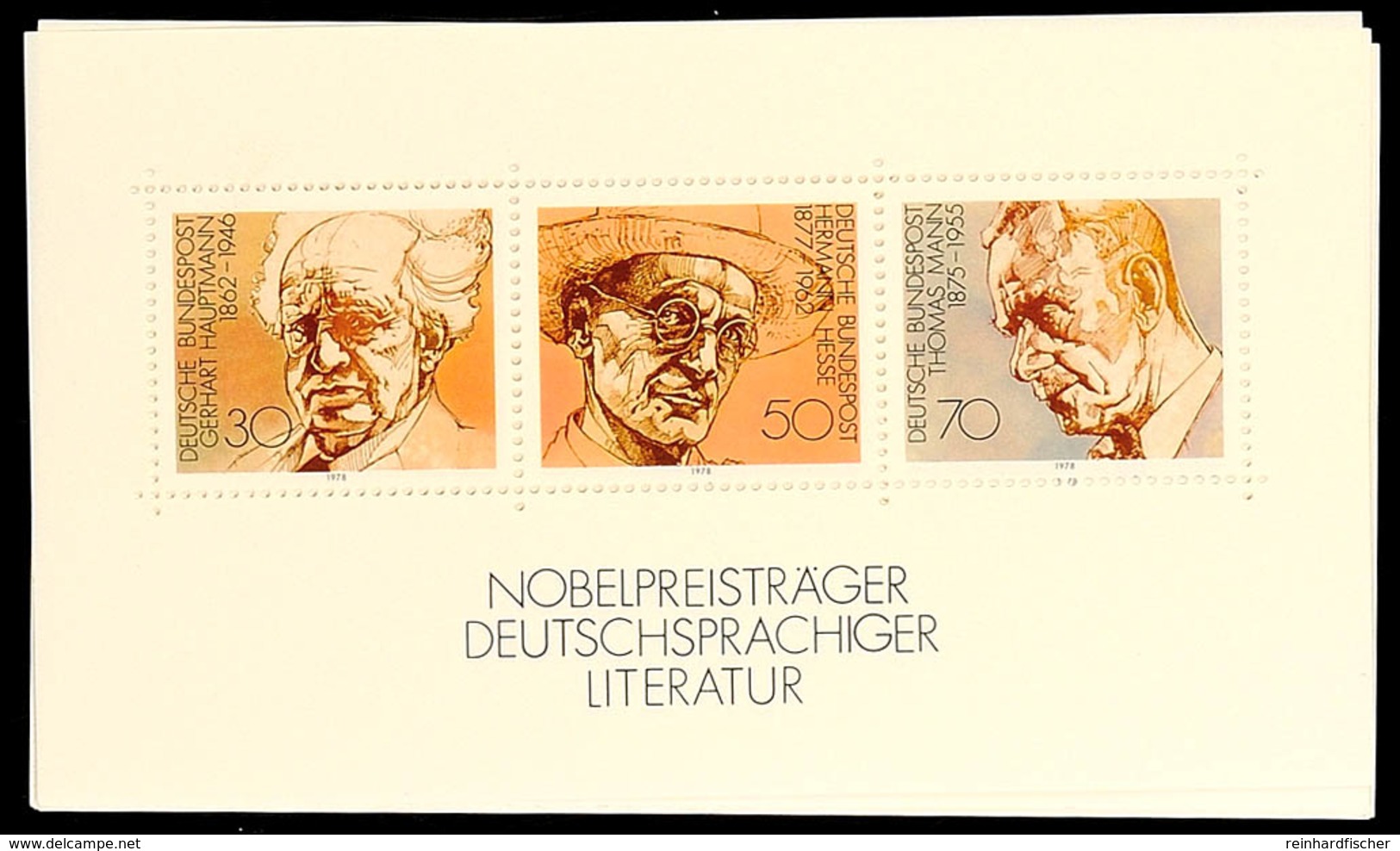 1978, Block-Ausgabe "Nobelpreisträger", 40 Stück Postfrisch, Mi. 128.-, Katalog: Bl.16(40) ** - Andere & Zonder Classificatie