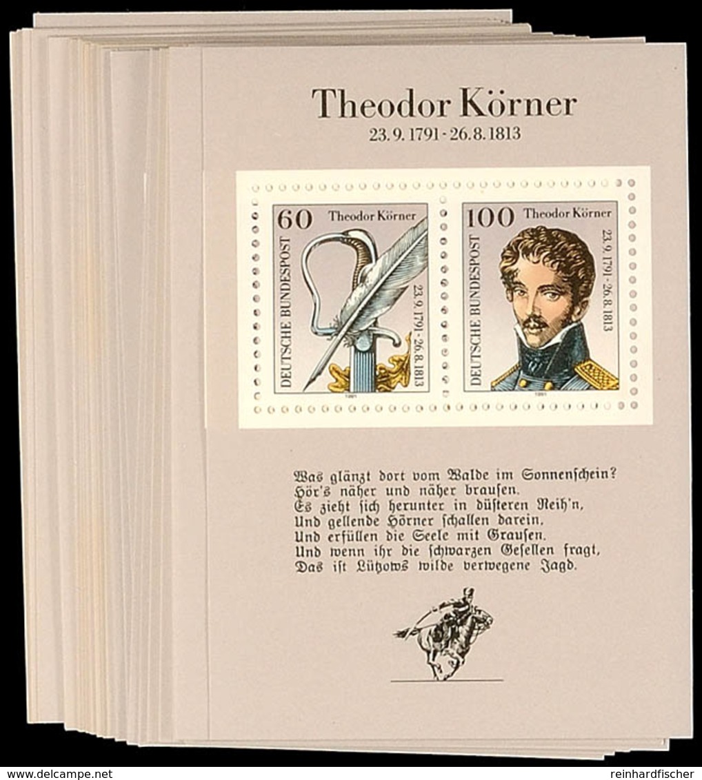1991, Block-Ausgabe "Theodor Körner", 50 Stück Postfrisch, Mi. 150.-, Katalog: Bl.25(50) ** - Other & Unclassified
