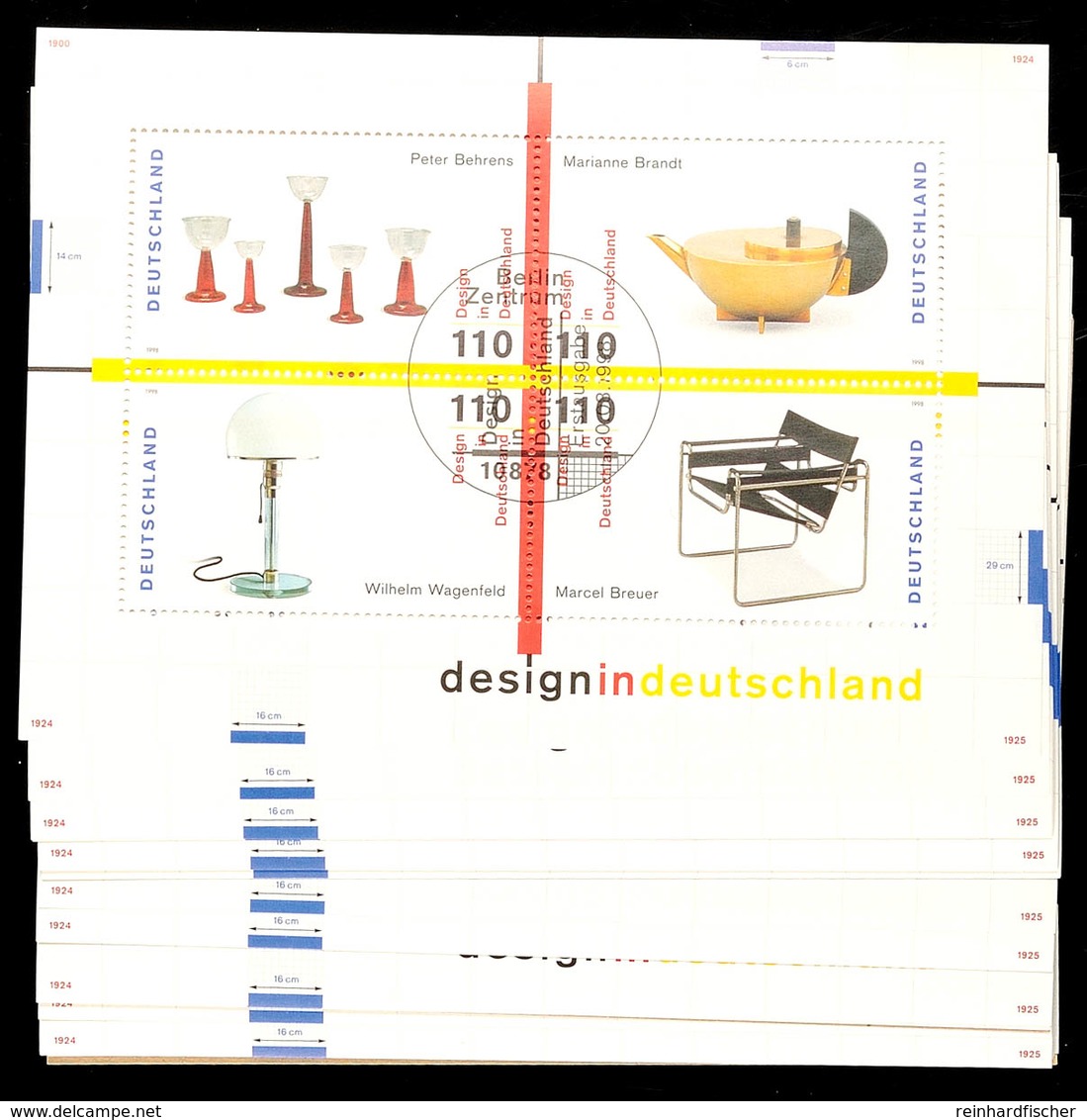 4x 110 Pfg Block-Ausgabe 1998 "Design In Deutschland", 40 Stück Mit ESST "BERLIN", Mi. 320.-, Katalog: Bl.45(40) O - Other & Unclassified