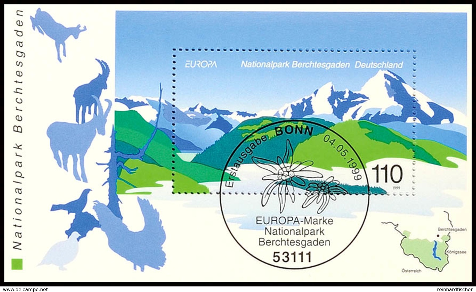 1999, Block-Ausgabe "Nationalpark Berchtesgaden", 50 Stück Mit ESST BONN, Mi. 150.-, Katalog: Bl.47(50) ESST - Other & Unclassified