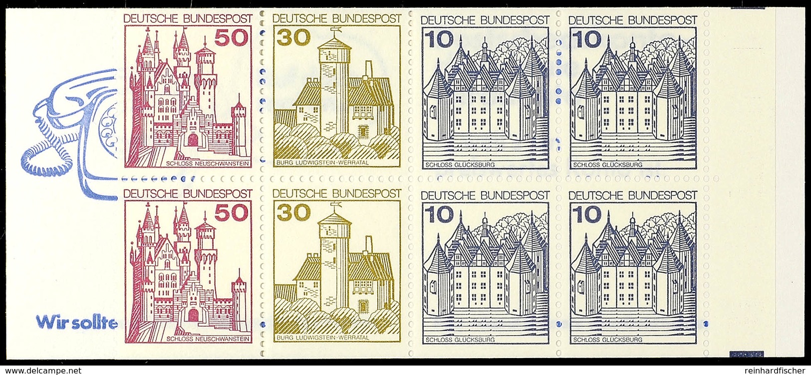 2 DM Markenheftchen Burgen & Schlösser, MiNr. 21 A II, Plattenfehler VI, GrMu, PStr, Tadellos Postfrisch, Hölzer 60.-, K - Andere & Zonder Classificatie