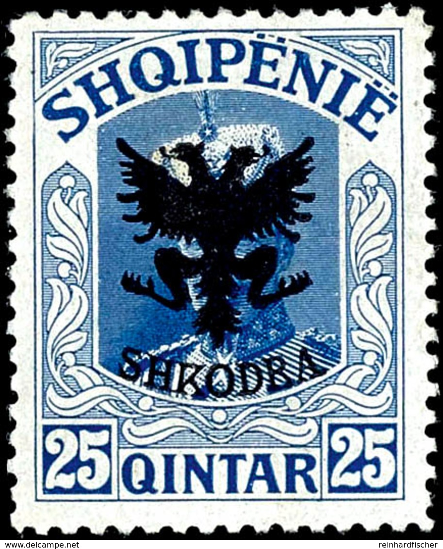 1920, 1 Quarter-50 Quarter Freimarken Mit Aufdruck "SHKODRA", Ungebraucht, 1 Und 25 Quarter Geprüft., Katalog: 67/75 * - Duitse Bez.: Albanië