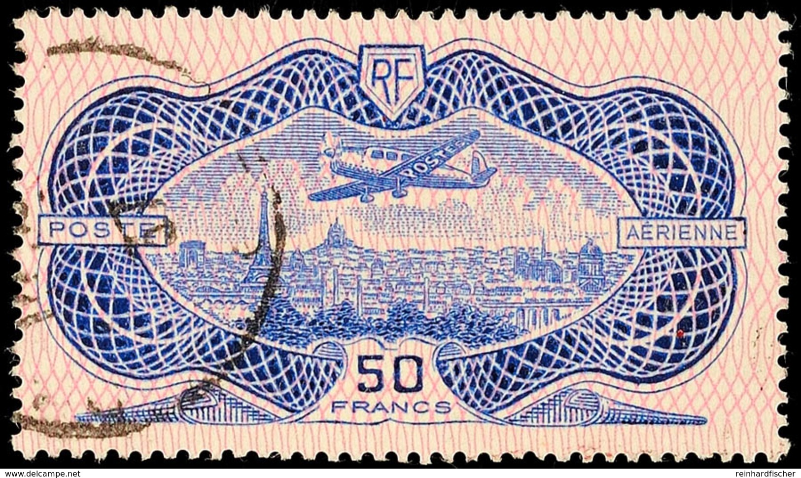 1936, 50 Fr. Flugpostausgabe "Banknote", Sauber Rundgestempeltes Prachtstück, Mi. 300.-, Katalog: 321 O - Andere & Zonder Classificatie