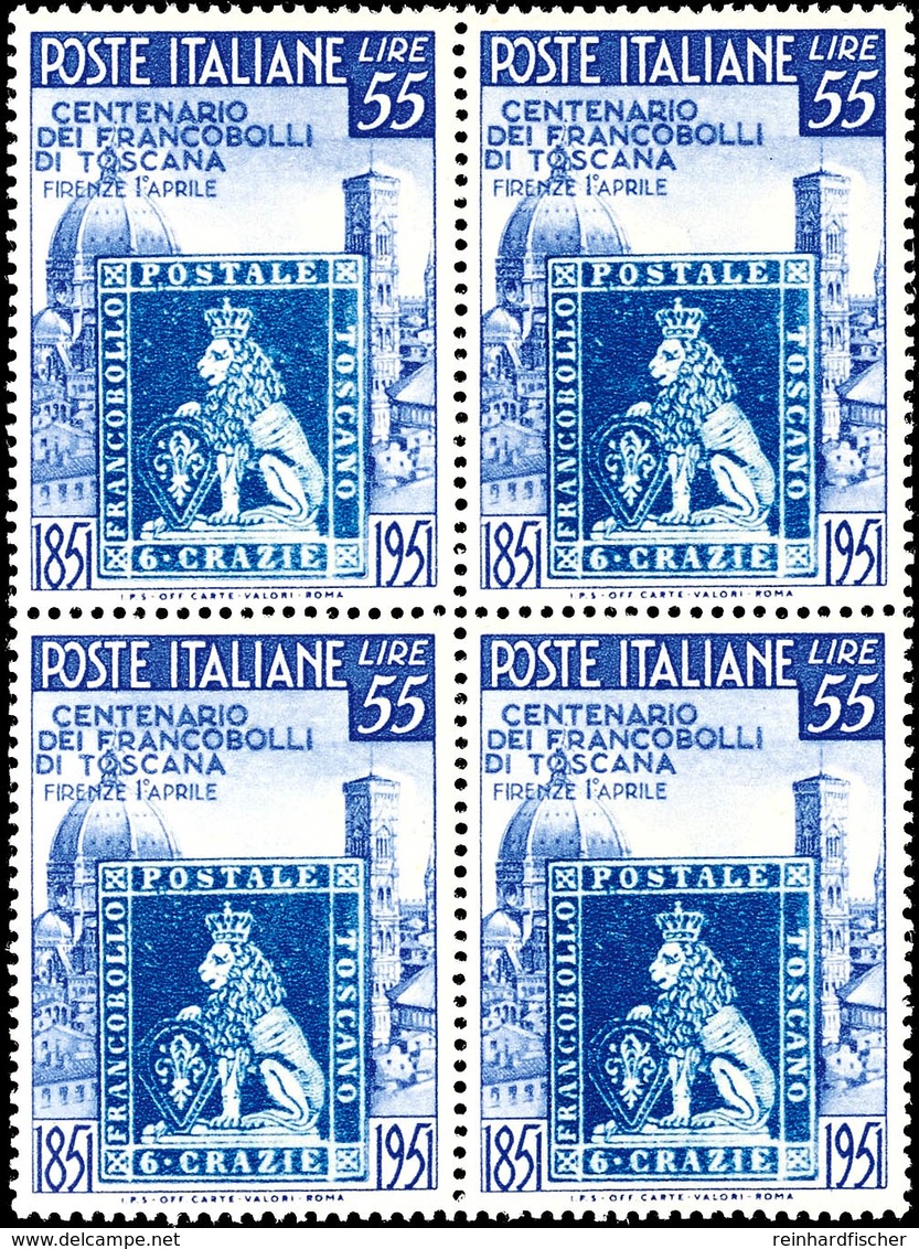 20 Und 55 L. 100 Jahre Briefmarken Der Toskana, Postfrische 4er-Blocks, Mi. 200.-, Katalog: 826/27 ** - Zonder Classificatie