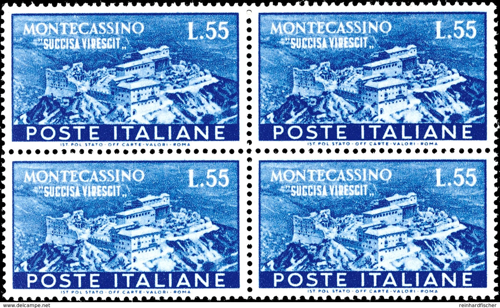 20 U. 55L. Kloster Monte Cassino, Postfrische 4er-Blocks, Mi. 400.-, Katalog: 837/38 ** - Zonder Classificatie
