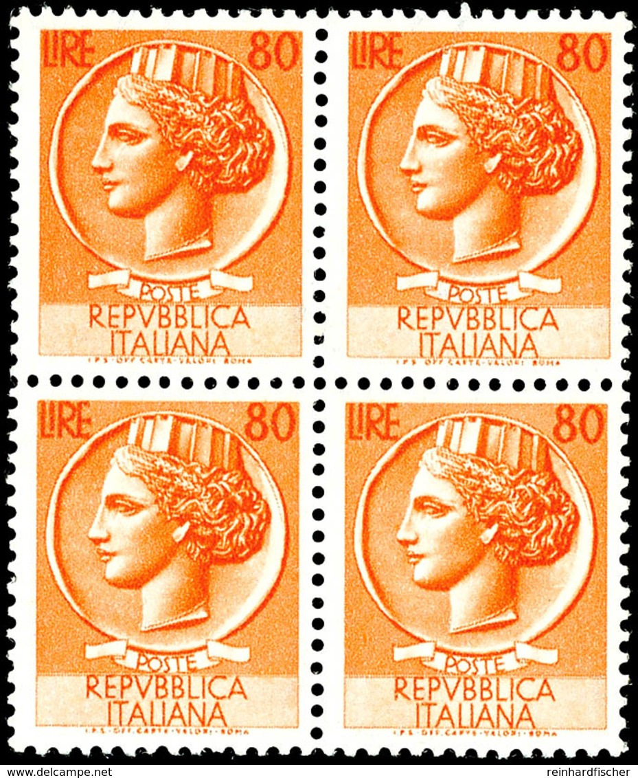 5 - 80 L. Italia Komplett In Postfrischen 4er-Blocks, Mi. 560.-, Katalog: 884/91 ** - Zonder Classificatie