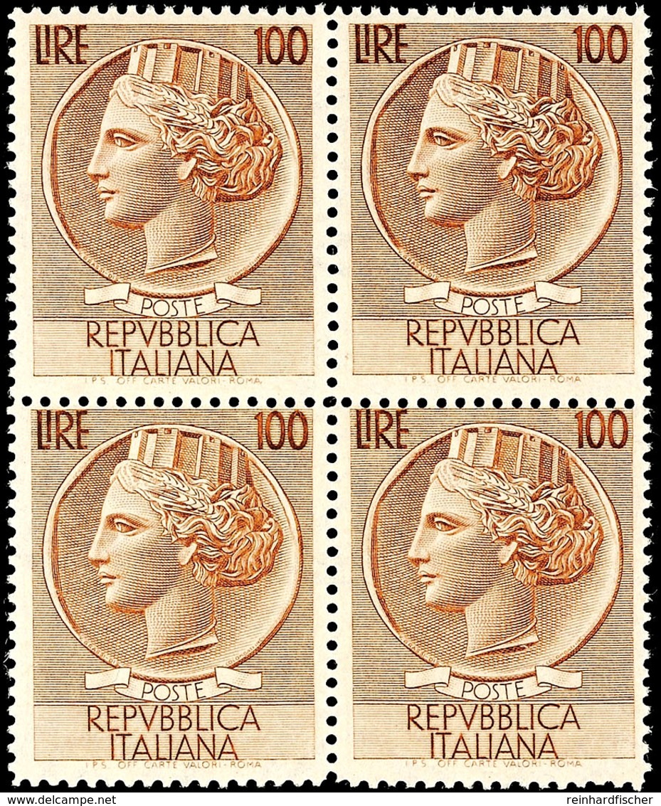 100 Und 200 L. Italien, Postfrische 4er-Blocks, Mi. 800,-, Katalog: 920/21 ** - Zonder Classificatie