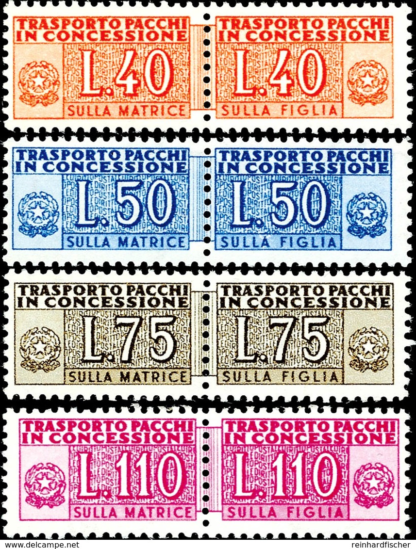 Paketzustellungsmarken, 1953, 40 Lire Bis 110 Lire, Waagerechte Paare, Tadellos Postfrisch Und Ungefaltet, Mi. 650.- - S - Zonder Classificatie