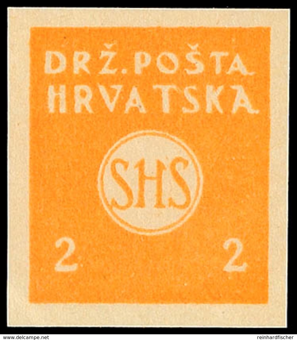 2 F. Zeitungsmarke, Druckprobe Von Der III. Platte In Gelborange Auf Dickerem Gelbbräunlichen, Gewöhnlichen, Nicht Gummi - Andere & Zonder Classificatie