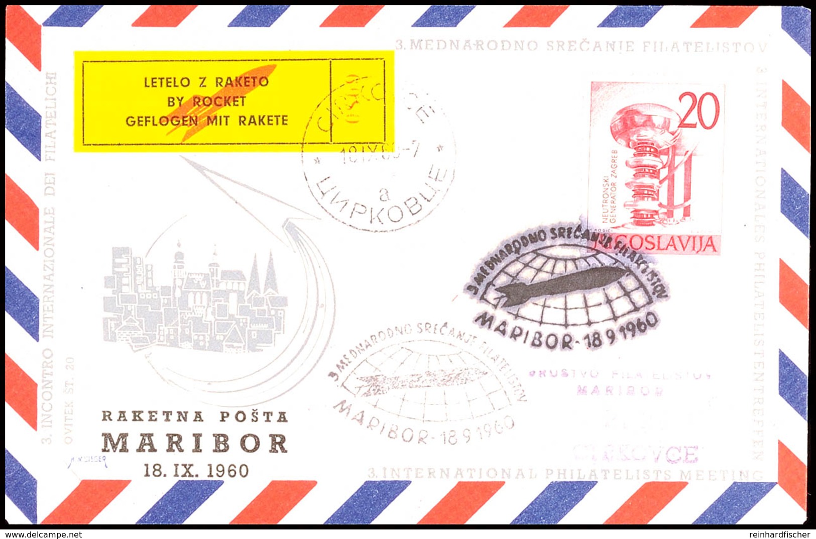 1961, Illustrierter Raketenpostbrief Von "MARIBO 18.9.1960" Mit Zulassungsvignette, Gepr. Sieger Mit Beschreibung  BF - Andere & Zonder Classificatie