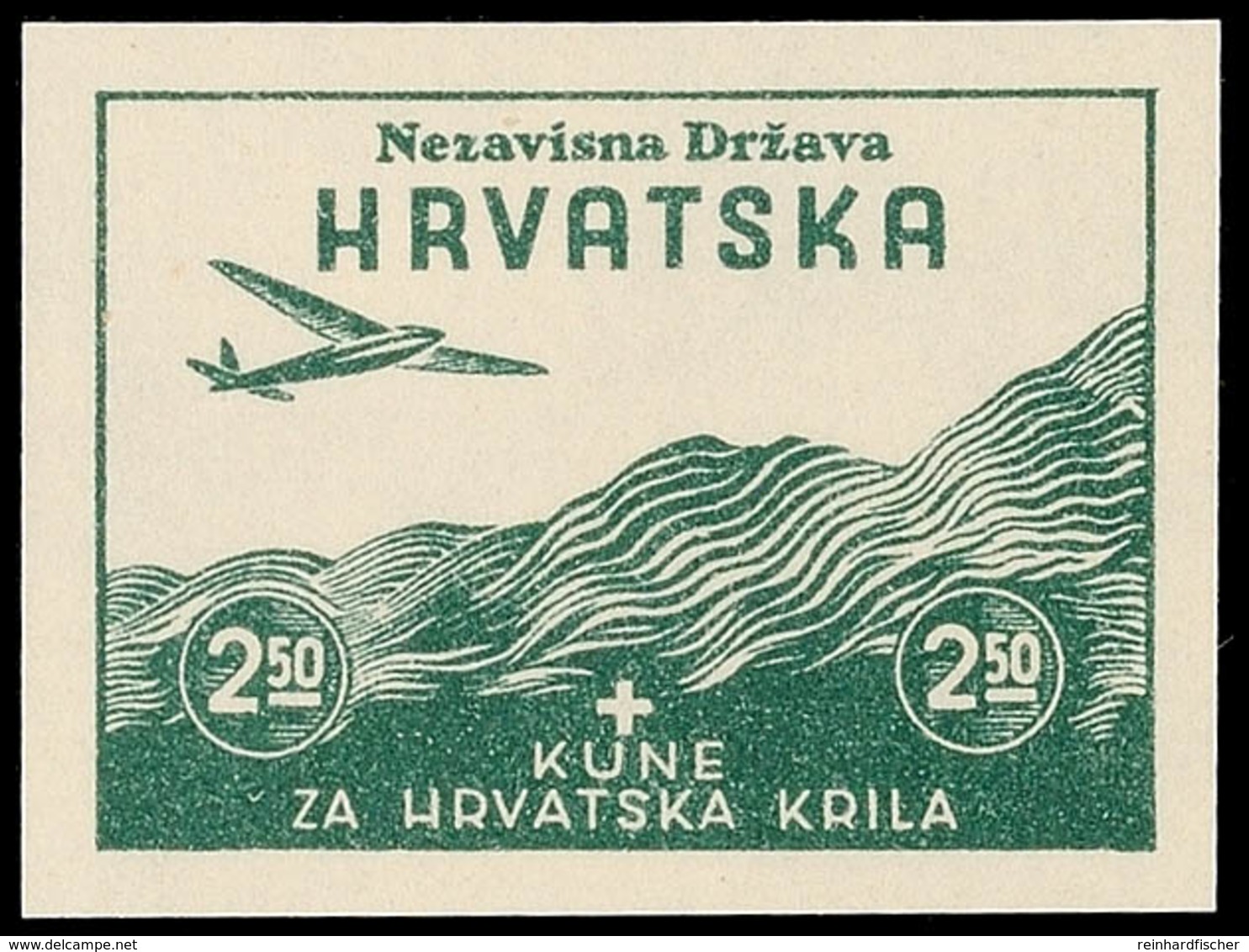 2,50 K+2,50 K. Modellflugzeug-Ausstellung, Ungezähnter Probedruck Von Der 2. Druckphase, Ungebraucht Ohne Gummi, Wie Ver - Croatia