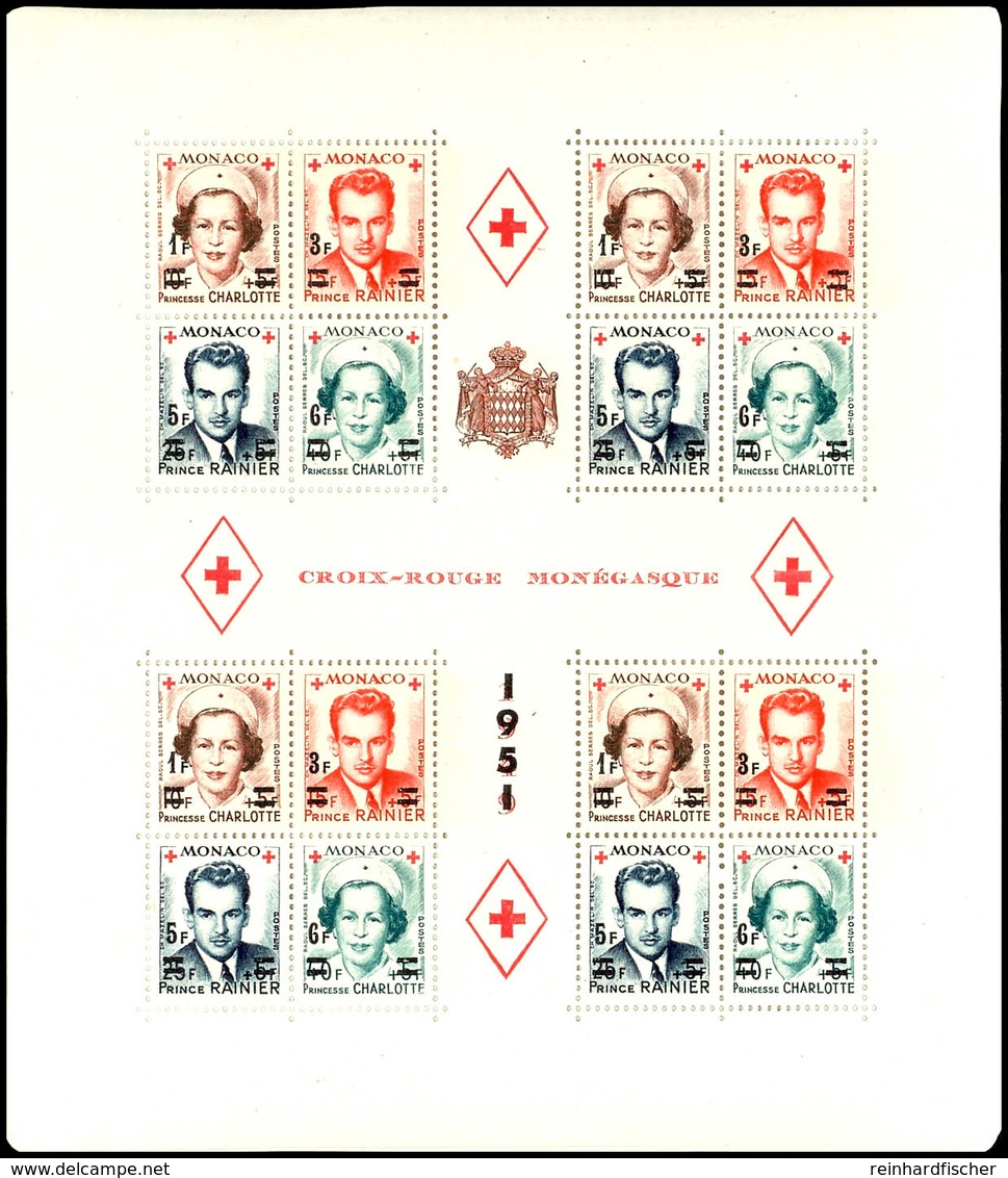 1951, Rotes Kreuz Blockpaar Mit Aufdruck, Gezähnter Block Mit Winziger Haftspur, Mi. 800,-, Katalog: Bl.4 A/B ** - Andere & Zonder Classificatie
