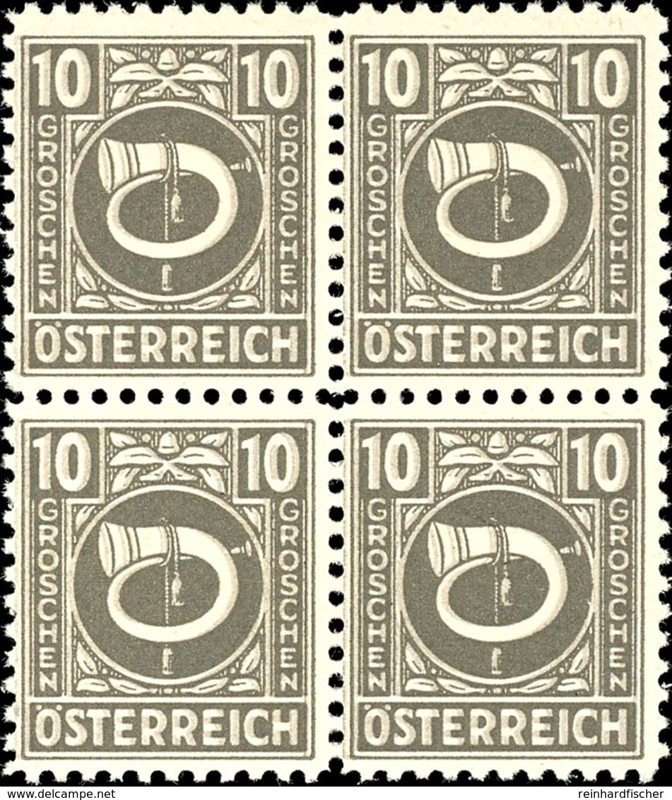 10 Groschen Posthorn, Abart "Doppeldruck", Viererblock, Tadellos Postfrisch, Fotoattest Dr. Glavanovitz VÖB: "echt Und E - Other & Unclassified