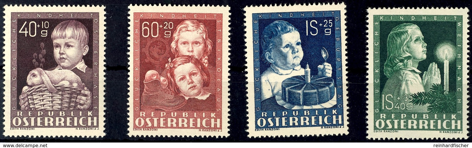 1949, 40 G Bis 1,40 S Glückliche Kindheit, Kompletter Satz Zu 4 Werten, Tadellos Postfrisch, Mi. 80.-, Katalog: 929/32 * - Other & Unclassified