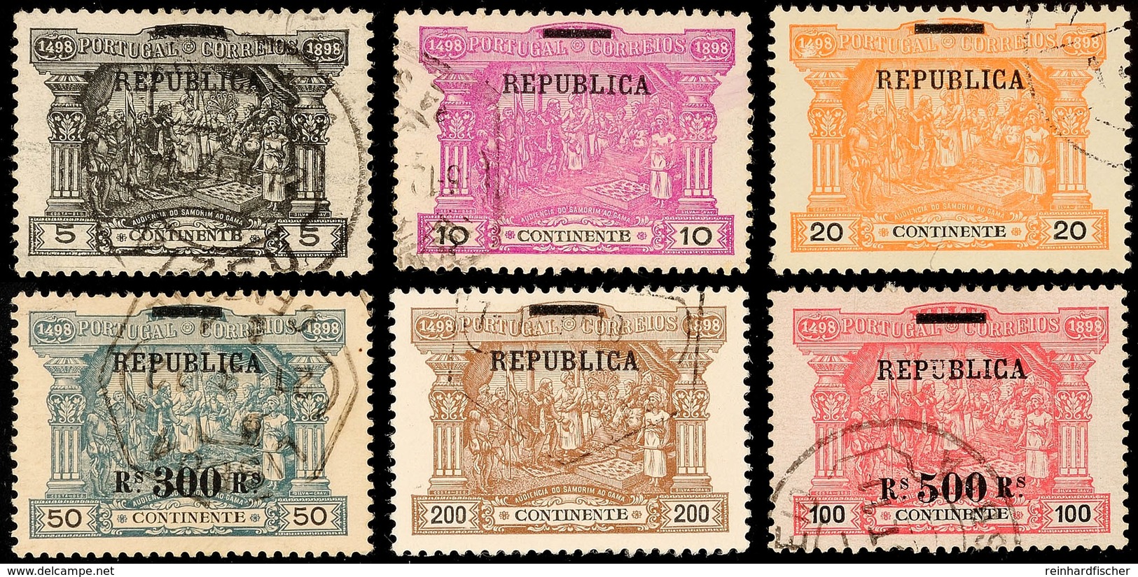 "Republica"-Aufdruckserie, Sauber Gestempelter Prachtsatz, Mi. 190,-, Katalog: 190/95 O - Portugal