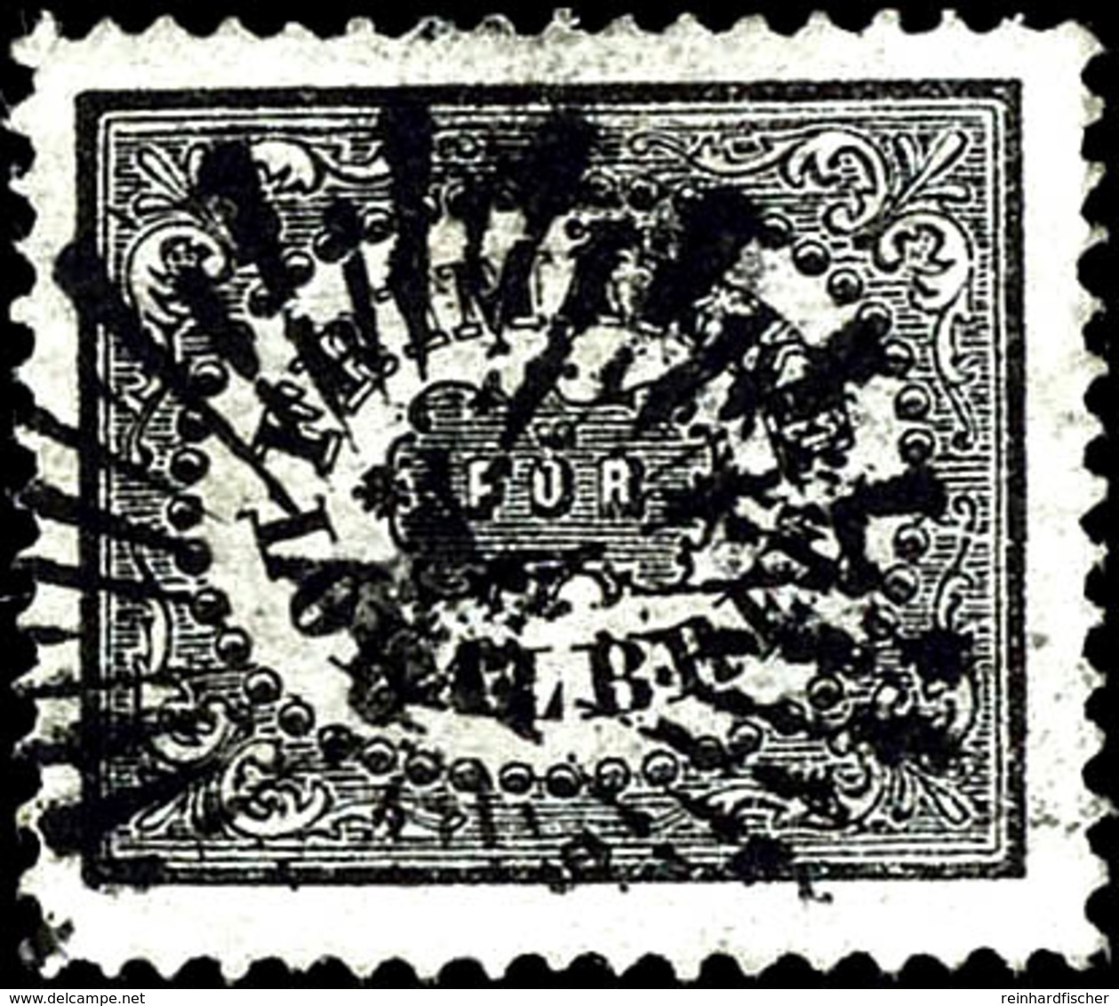 1856, 1 Schwedische Krone Schwarz, Gestempelt, Mi. 380,-, Katalog: 6 O - Zweden